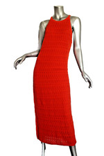 Womans House of Harlow Orange Knit Crochet Sleeveless Maxi Dress Size L