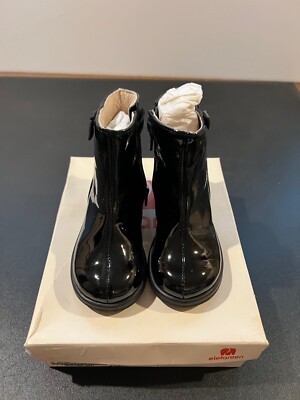 NWT Girls Elefanten Black Patent Dress Boots - Size: 8us / 24eur