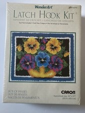 Caron Wonder Art Latch Hook Rug Kit 4294 Pot Of Pansies 20x27 Sealed Floral