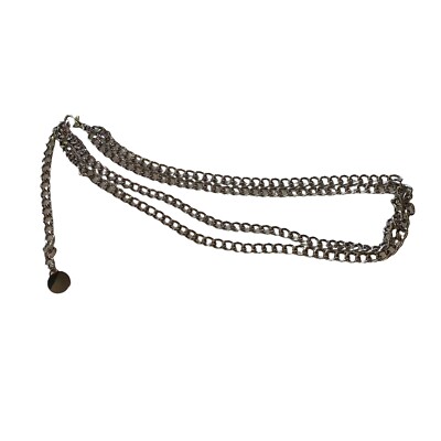 Silver Double Chain Adjustable 36” Waist Belt | eBay display picture 1