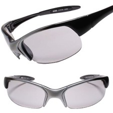 Outdoor Athletic Cycling Wrap Around Sport Silver  Black Frame Sunglasses