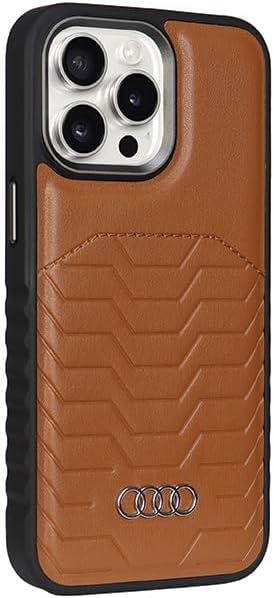 Audi Synthetic Leather Hard Case with MagSafe for iPhone 15 Pro 6.1"" Brown