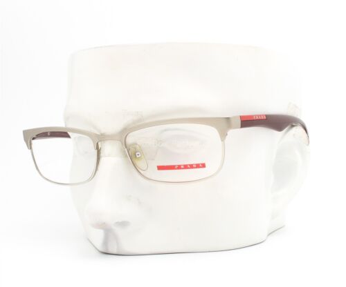 Prada Sport VPS 54D KAN-1O1 Eyeglasses Glasses Matte Silver Dark Red 51-18-140