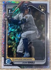 JUAN BAEZ 2024 1ST BOWMAN CHROME SHIMMER SP REFRACTOR #BCP-160 MILWAUKEE BREWERS