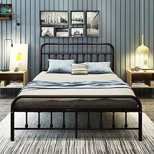 headboard footboard platform queen frame bed metal