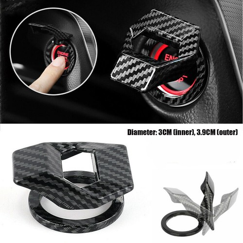 Carbon Fiber Engine Start Stop Push Button Switch Cover Sticker Car Accessories - Picture 5 of 12