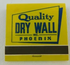 Quality Dry Wall Inc Phoenix AZ Front Strike Full Unstruck Vintage Matchbook Ad