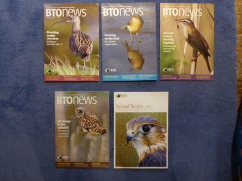 BTO NEWS Bird Magazines x 5 2014 Jan-Dec + Annual Review Excellent Condition