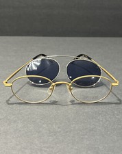 Vtg Matsuda Matte Gold Frame Glasses W Snap On Sunglass Lenses 1990's GP 10121