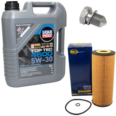 Motoröl Set 5W-30 5 Liter + Ölfilter SH 420 P + Schraube für Audi Seat Skoda VW