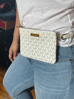 Michael Kors belt bag in white and grey