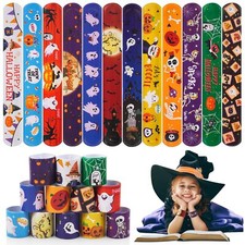 72 Halloween Party Favor Slap Bracelets Silicone Rubber Wristbands