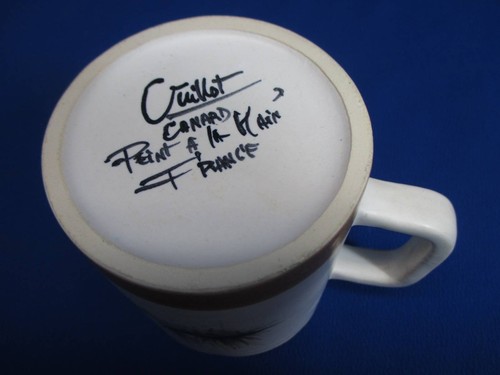 MARCEL GUILLOT FRANCE HANDPAINTED CANARD #2ART POTTERY HANDLED MUG ARTIST SIGNED - Picture 4 of 4