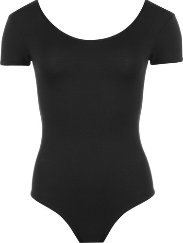 Ladies Cap Sleeve Stretch Leotard Plain Sexy Bodysuit Women Low Back Top UK 8-22 - Picture 2 of 25