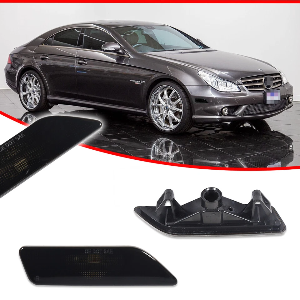 2x Kit de luces marcadoras laterales delanteras de humo para 06-11 Mercedes W219 CLS500 CLS550 CLS63 Foto 2 de 4