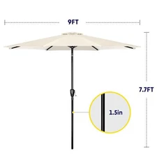 9ft Patio Umbrella with 8 Sturdy Ribs for Pool Garden backyard Beige