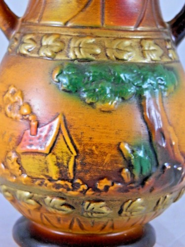 Vtg Greek Mythology Two-Handled Footed Vase Orpheus Thracian Warrior Lyre Japan - Picture 4 of 10