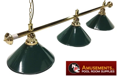 QUALITY Pool Snooker Billiard Table Light Brass with 3 x Green Shades 1.5m - image 1 of 4