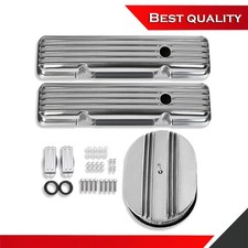 Polished Aluminum Valve Covers 12 Air Cleaner Combo Suits Chevy Sbc 283 350 Polished Aluminum Valve Covers 12 Air Cleaner Combo Suits Chevy Sbc 283 350