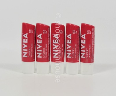 5 Nivea Cherry Tinted Lip Care Moisturizing Lip Balm Stick 0.17 oz.