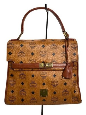 MCM handbag leather Camel total pattern Kelly type shoulder missing Used