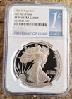 2022-W AMERICAN PROOF SILVER EAGLE, NGC PF70 ULTRA CAM, FIRST DAY OF ISSUE LABEL