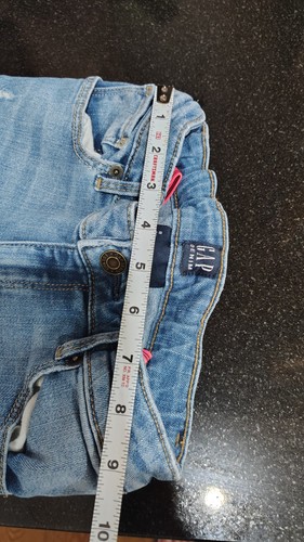 girls Gap blue distressed denim jeans size 8 SLIM stretch adjustablsuper skinny - Picture 3 of 5