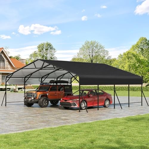 Heavy Duty Metal Carport 20 x 20 ft Outdoor Car Shelter Garage for Boats