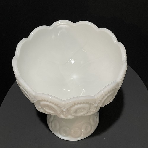 Moon and Star Milk Glass L. E. Smith Glass Lidded Compote Dish 10” Tall 6” Wide - Picture 11 of 21