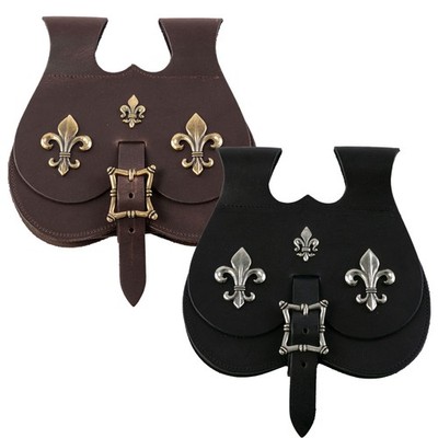 große spätmittelalterliche Nierentasche mit Fleur-de-Lys Beschläge 2 Farben