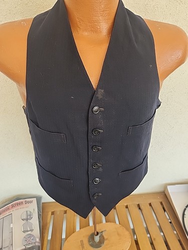 Vintage 30er 20er schwarz Nadelstreifen Weste sehr klein Herrenweste viktorianisch - Bild 8 von 20