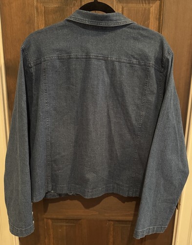 VNTG Blair Denim Jacket Rhinestone Embellished Western Boho Coquette Blue 20P - Picture 7 of 10