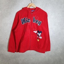Vintage Mickey Mouse Disney Full Zip Fleece Sweatshirt Womens XL Red TA4433