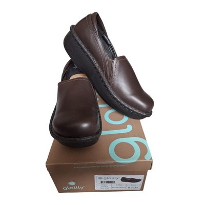 Glolily Jenny Brown Smooth Leather Comfort Clogs - Size: 9.5 M