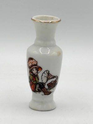 Mini Blumenvase - Vintage Motiv ähnl. Sarah Kay Miss Petticoat Holly Hobbie 7cm