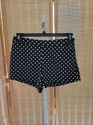 Living Doll Shorts Juniors Size Medium  Black Light Polka Dots Zipper On Side 