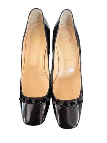 Christian Louboutin 45 Pyramidame Block heels Patent Leather Size 38