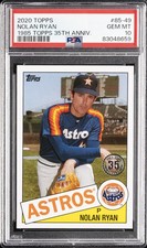 2020 TOPPS 1985 TOPPS 35TH ANNIVERSARY #85-49 NOLAN RYAN PSA 10