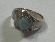 Vintage Sterling Silver Ring w/ Oval Larimar Size 6