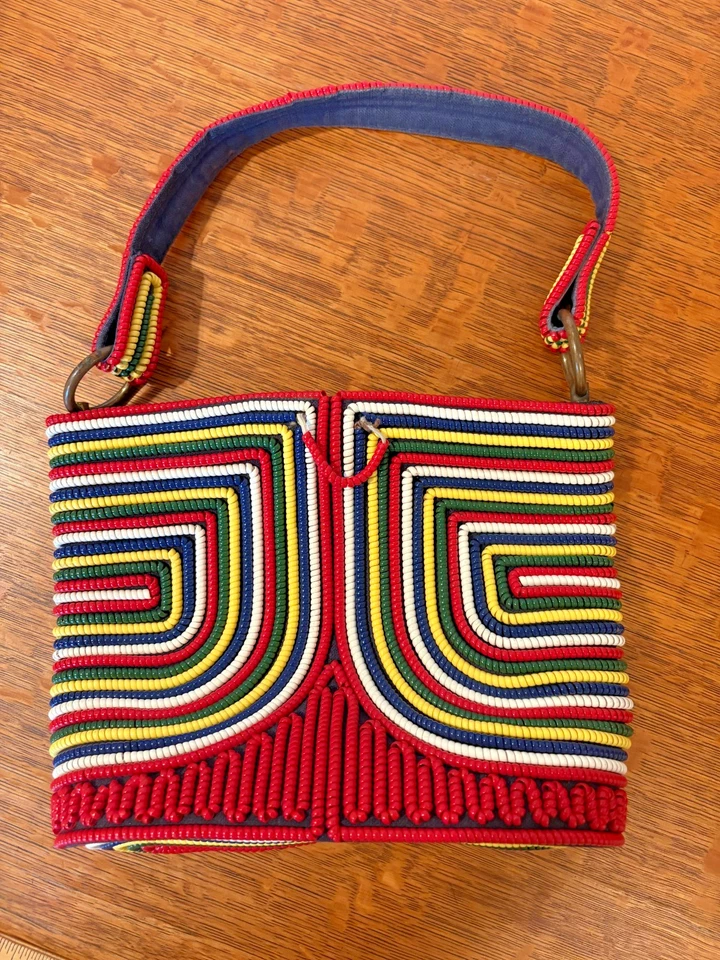 Vintzage 1940's "telephone cord" pocketbook 9.5'x7.5" - Image 3 of 4