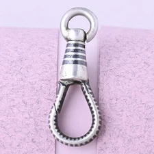 Antique Victorian 1" Niello Silver Dog Clip Lobster Clasp 4 Charm Pendant