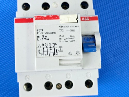 ABB F374-40/0,03 FI-Schutzschalter Typ A Fehlerstromschutzschalter 40A 30mA 4pol - Picture 3 of 4
