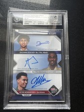 2024 Topps Now Draft Wembanyama Sarr Risacher Triple POP 1 Auto /49 BGS 9