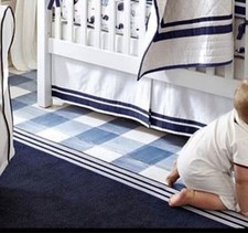 Pottery Barn Kids Crib Toddler Bedding Blue Harper Bed Skirt White Navy