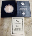 2013 W Burnished Uncirculated American Silver Eagle OGP CoA