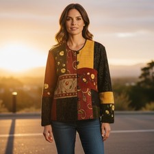 Ultimate Vintage Tapestry Jacket L  Patchwork Floral Embroidered Grandmacore