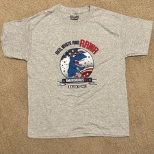 Youth XL Amerisaurus T Rex Tshirt Patriotic 4th of July Dinosaur Jurassic Quest