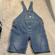 Round House Short Overalls Mens 46 Blue Denim Bib Workwear Carpenter Made USA