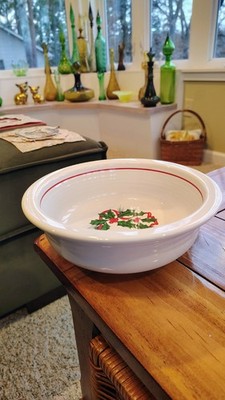 Fiestaware Holly and Ribbon Large Bowl Fiesta Holiday Christmas Serving Bowl
