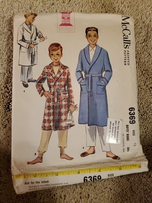 Robe Wrap Around Boys 12 McCalls 6369 Sewing Pattern Sleep Lounge Uncut